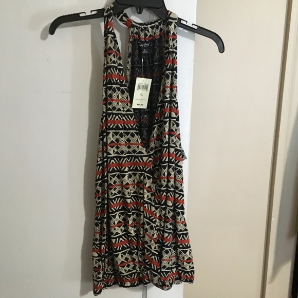 Lucky Brand Tops - Lucky pullover sleeveless navy ,tan, orange print NWT #0082